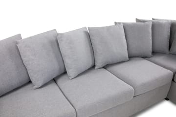 Crazy 4-sits Högervänd L-formad Schäslongsoffa i Tyg inkl Kuvertkuddar - Grå - Möbler - Soffa - Divansoffa & schäslongsoffa - 4 sits soffa med divan