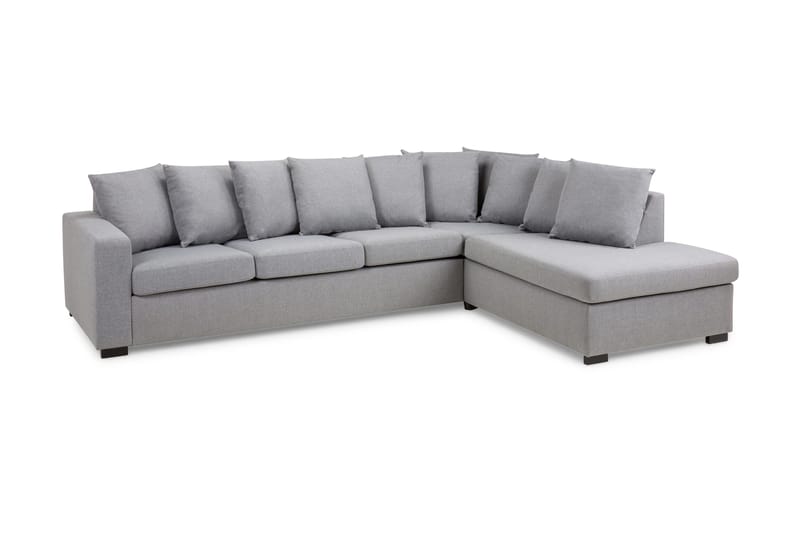 Crazy 4-sits Högervänd L-formad Schäslongsoffa i Tyg inkl Kuvertkuddar - Grå - Möbler - Soffa - Divansoffa & schäslongsoffa - 4 sits soffa med divan