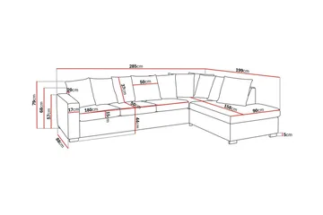 Crazy 4-sits Högervänd L-formad Schäslongsoffa i Tyg inkl Kuvertkuddar - Grå - Möbler - Soffa - Divansoffa & schäslongsoffa - 4 sits soffa med divan