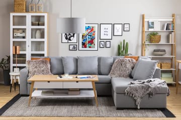 Crazy 4-sits Högervänd L-formad Schäslongsoffa i Tyg inkl Kuvertkuddar - Grå - Möbler - Soffa - Divansoffa & schäslongsoffa - 4 sits soffa med divan