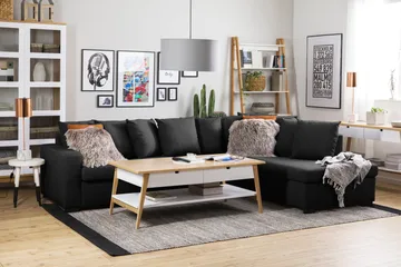 Crazy 4-sits Högervänd L-formad Schäslongsoffa i Tyg inkl Kuvertkuddar - Mörkgrå - Möbler - Soffa - Divansoffa & schäslongsoffa - 4 sits soffa med divan