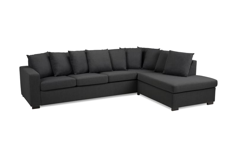 Crazy 4-sits Högervänd L-formad Schäslongsoffa i Tyg inkl Kuvertkuddar - Mörkgrå - Möbler - Soffa - Divansoffa & schäslongsoffa - 4 sits soffa med divan
