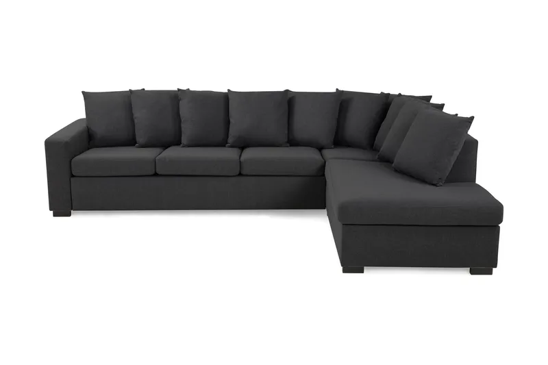 Crazy 4-sits Högervänd L-formad Schäslongsoffa i Tyg inkl Kuvertkuddar, Mörkgrå