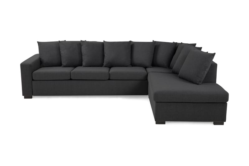 Crazy 4-sits Högervänd L-formad Schäslongsoffa i Tyg inkl Kuvertkuddar, Mörkgrå