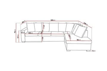 Crazy 4-sits Högervänd L-formad Schäslongsoffa i Tyg inkl Kuvertkuddar - Mörkgrå - Möbler - Soffa - Divansoffa & schäslongsoffa - 4 sits soffa med divan
