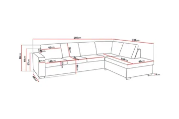 Crazy 4-sits Högervänd L-formad Schäslongsoffa i Tyg - Svart - Möbler - Soffa - Divansoffa & schäslongsoffa - 3 sits soffa med divan