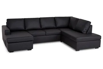 Crazy 4-sits Högervänd U-formad Large Soffa med Divan och Schäslong i Konstläder - Svart - Möbler - Soffa - Divansoffa & schäslongsoffa - 4 sits soffa med divan
