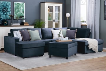 Crazy 4-sits Högervänd U-formad Large Soffa med Divan och Schäslong i Sammet - Blå - Möbler - Soffa - Divansoffa & schäslongsoffa - 4 sits soffa med divan