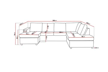 Crazy 4-sits Högervänd U-formad Large Soffa med Divan och Schäslong i Tyg - Antracit - Möbler - Soffa - Divansoffa & schäslongsoffa - 4 sits soffa med divan