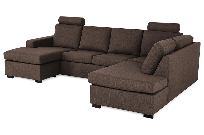 Crazy 4-sits Högervänd U-formad Large Soffa med Divan och Schäslong i Tyg - Brun - Möbler - Soffa - Divansoffa & schäslongsoffa - 4 sits soffa med divan