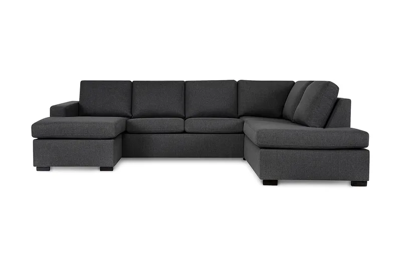 Crazy 4-sits Högervänd U-formad Large Soffa med Divan och Schäslong i Tyg, Mörkgrå