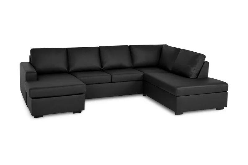 Crazy 4-sits Högervänd U-formad Small Soffa med Divan och Schäslong i Konstläder - Svart - Möbler - Soffa - Divansoffa & schäslongsoffa - 4 sits soffa med divan