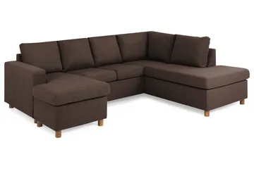 Crazy 4-sits Högervänd U-formad Small Soffa med Divan och Schäslong i Tyg - Brun - Möbler - Soffa - Divansoffa & schäslongsoffa - 4 sits soffa med divan
