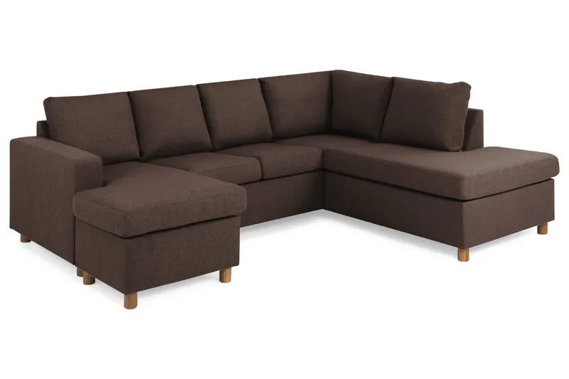 Crazy 4-sits Högervänd U-formad Small Soffa med Divan och Schäslong i Tyg - Brun - Möbler - Soffa - Divansoffa & schäslongsoffa - 4 sits soffa med divan