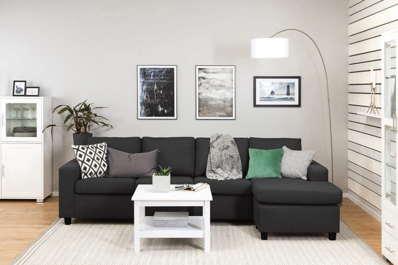 Crazy 4-sits Vändbar L-formad Divansoffa i Tyg - Antracit - Möbler - Soffa - Divansoffa & schäslongsoffa - 4 sits soffa med divan