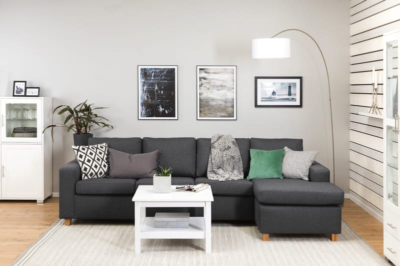 Crazy 4-sits Vändbar L-formad Divansoffa i Tyg - Mörkgrå - Möbler - Soffa - Divansoffa & schäslongsoffa - 4 sits soffa med divan