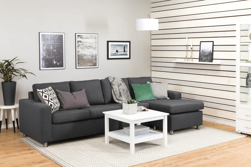 Crazy 4-sits Vändbar L-formad Divansoffa i Tyg - Mörkgrå - Möbler - Soffa - Divansoffa & schäslongsoffa - 4 sits soffa med divan