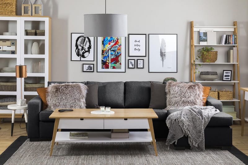 Crazy 4-sits Vändbar L-formad Divansoffa i Tyg - Mörkgrå - Möbler - Soffa - Divansoffa & schäslongsoffa - 4 sits soffa med divan