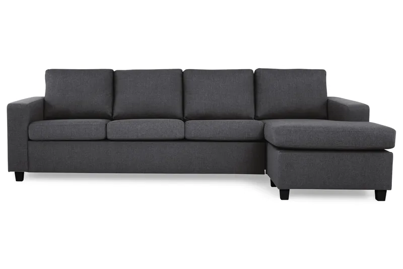 Crazy 4-sits Vändbar L-formad Divansoffa i Tyg, Mörkgrå