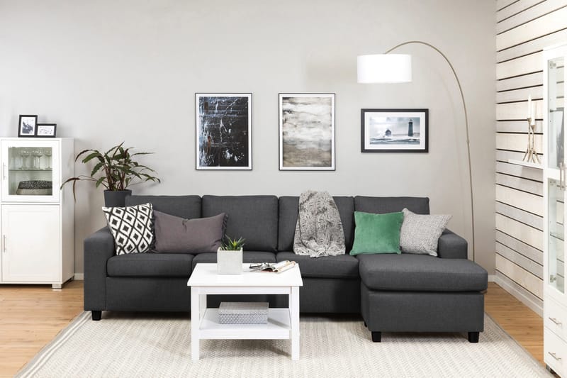 Crazy 4-sits Vändbar L-formad Divansoffa i Tyg - Mörkgrå - Möbler - Soffa - Divansoffa & schäslongsoffa - 4 sits soffa med divan
