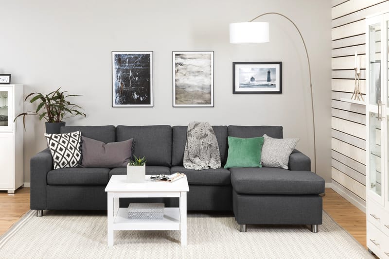 Crazy 4-sits Vändbar L-formad Divansoffa i Tyg - Mörkgrå - Möbler - Soffa - Divansoffa & schäslongsoffa - 4 sits soffa med divan