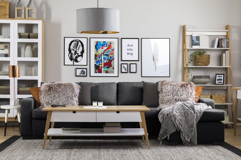 Crazy 4-sits Vändbar L-formad Divansoffa i Tyg - Mörkgrå - Möbler - Soffa - Divansoffa & schäslongsoffa - 4 sits soffa med divan