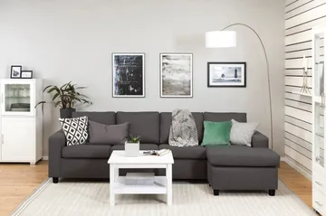 Crazy 4-sits Vändbar L-formad Divansoffa i Tyg - Mörkgrå - Möbler - Soffa - Divansoffa & schäslongsoffa - 4 sits soffa med divan