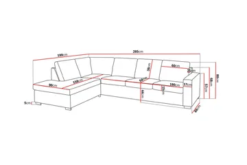Crazy 4-sits Vänstervänd L-formad Schäslongsoffa i Konstläder - Svart - Möbler - Soffa - Divansoffa & schäslongsoffa - 3 sits soffa med divan