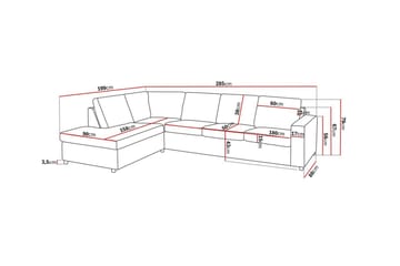 Crazy 4-sits Vänsterv�änd L-formad Schäslongsoffa i Tyg - Antracit - Möbler - Soffa - Divansoffa & schäslongsoffa - 3 sits soffa med divan