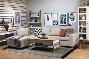 Crazy 4-sits Vänstervänd L-formad Schäslongsoffa i Tyg - Beige - Möbler - Soffa - Divansoffa & schäslongsoffa - 3 sits soffa med divan