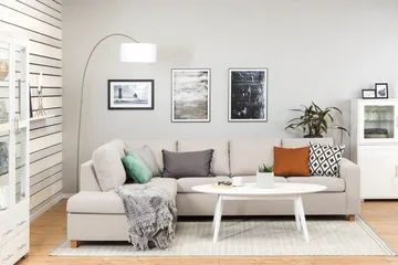 Crazy 4-sits Vänstervänd L-formad Schäslongsoffa i Tyg - Beige - Möbler - Soffa - Divansoffa & schäslongsoffa - 3 sits soffa med divan