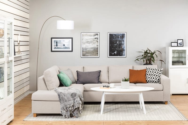 Crazy 4-sits Vänstervänd L-formad Schäslongsoffa i Tyg - Beige - Möbler - Soffa - Divansoffa & schäslongsoffa - 3 sits soffa med divan