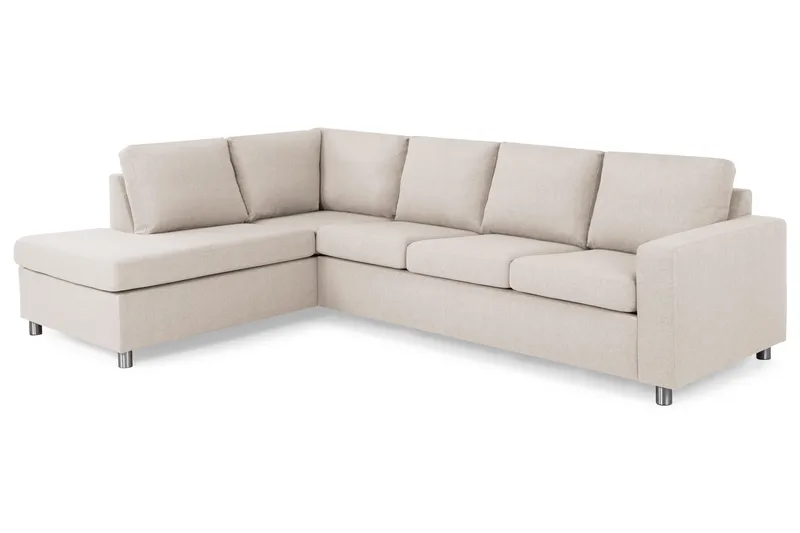 Crazy 4-sits Vänstervänd L-formad Schäslongsoffa i Tyg - Beige - Möbler - Soffa - Divansoffa & schäslongsoffa - 3 sits soffa med divan