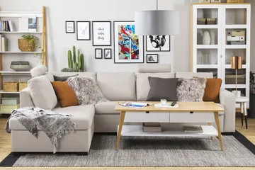 Crazy 4-sits Vänstervänd L-formad Schäslongsoffa i Tyg - Beige - Möbler - Soffa - Divansoffa & schäslongsoffa - 3 sits soffa med divan