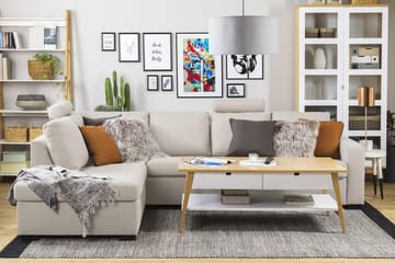 Crazy 4-sits Vänstervänd L-formad Schäslongsoffa i Tyg - Beige - Möbler - Soffa - Divansoffa & schäslongsoffa - 3 sits soffa med divan