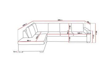 Crazy 4-sits Vänstervänd L-formad Schäslongsoffa i Tyg - Beige - Möbler - Soffa - Divansoffa & schäslongsoffa - 3 sits soffa med divan