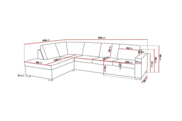 Crazy 4-sits Vänstervänd L-formad Schäslongsoffa i Tyg - Beige - Möbler - Soffa - Divansoffa & schäslongsoffa - 3 sits soffa med divan