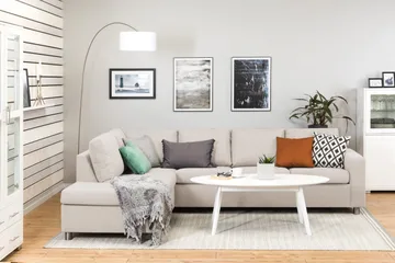 Crazy 4-sits Vänstervänd L-formad Schäslongsoffa i Tyg - Beige - Möbler - Soffa - Divansoffa & schäslongsoffa - 3 sits soffa med divan