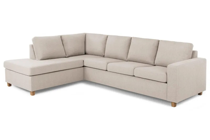 Crazy 4-sits Vänstervänd L-formad Schäslongsoffa i Tyg - Beige - Möbler - Soffa - Divansoffa & schäslongsoffa - 3 sits soffa med divan