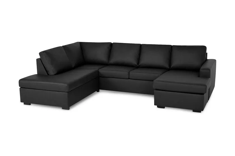 Crazy 4-sits Vänstervänd U-formad Large Soffa med Divan och Schäslong i Konstläder - Svart - Möbler - Soffa - Divansoffa & schäslongsoffa - 4 sits soffa med divan
