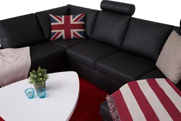 Crazy 4-sits Vänstervänd U-formad Large Soffa med Divan och Schäslong i Konstläder - Svart - Möbler - Soffa - Divansoffa & schäslongsoffa - 4 sits soffa med divan