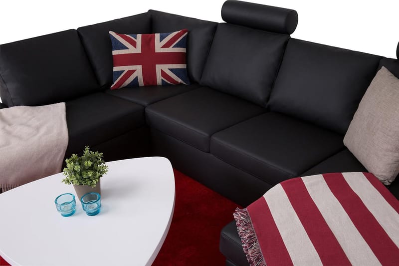 Crazy 4-sits Vänstervänd U-formad Large Soffa med Divan och Schäslong i Konstläder - Svart - Möbler - Soffa - Divansoffa & schäslongsoffa - 4 sits soffa med divan