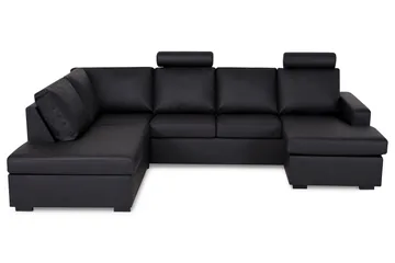 Crazy 4-sits Vänstervänd U-formad Large Soffa med Divan och Schäslong i Konstläder - Svart - Möbler - Soffa - Divansoffa & schäslongsoffa - 4 sits soffa med divan