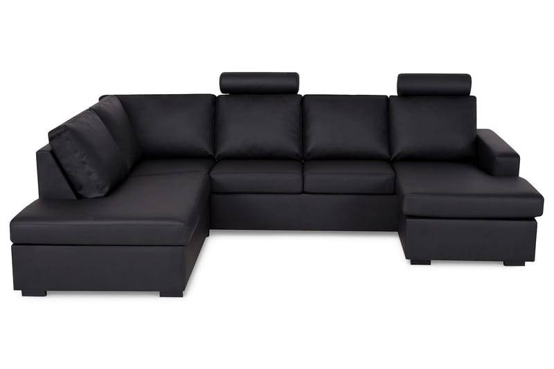 Crazy 4-sits Vänstervänd U-formad Large Soffa med Divan och Schäslong i Konstläder - Svart - Möbler - Soffa - Divansoffa & schäslongsoffa - 4 sits soffa med divan