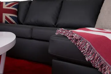 Crazy 4-sits Vänstervänd U-formad Large Soffa med Divan och Schäslong i Konstläder - Svart - Möbler - Soffa - Divansoffa & schäslongsoffa - 4 sits soffa med divan