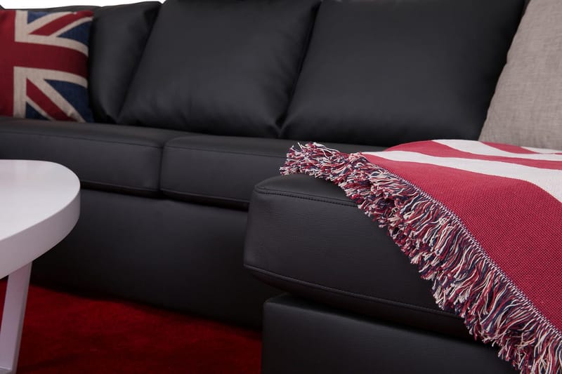 Crazy 4-sits Vänstervänd U-formad Large Soffa med Divan och Schäslong i Konstläder - Svart - Möbler - Soffa - Divansoffa & schäslongsoffa - 4 sits soffa med divan
