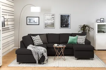 Crazy 4-sits Vänstervänd U-formad Large Soffa med Divan och Schäslong i Tyg - Antracit - Möbler - Soffa - Divansoffa & schäslongsoffa - 4 sits soffa med divan
