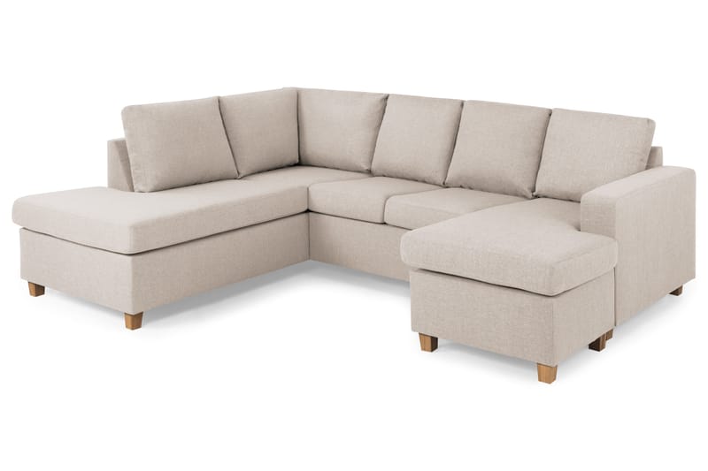 Crazy 4-sits Vänstervänd U-formad Large Soffa med Divan och Schäslong i Tyg - Beige - Möbler - Soffa - Divansoffa & schäslongsoffa - 4 sits soffa med divan