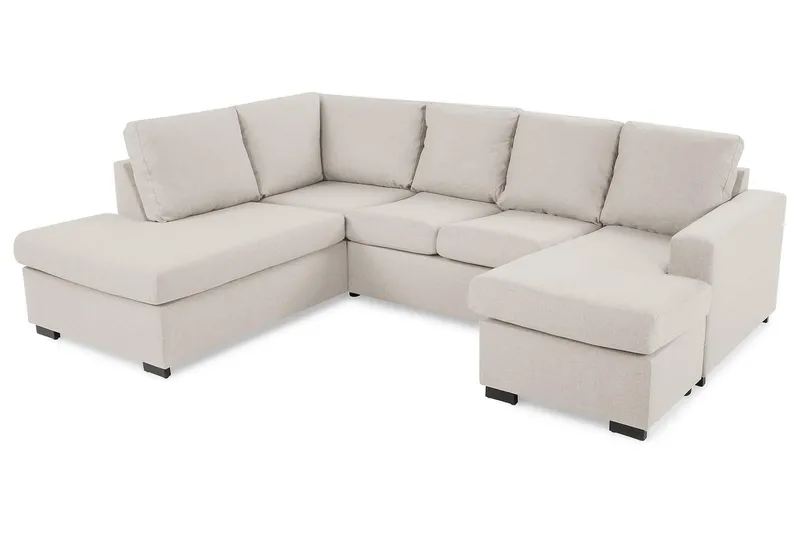 Crazy 4-sits Vänstervänd U-formad Large Soffa med Divan och Schäslong i Tyg - Beige - Möbler - Soffa - Divansoffa & schäslongsoffa - 3 sits soffa med divan