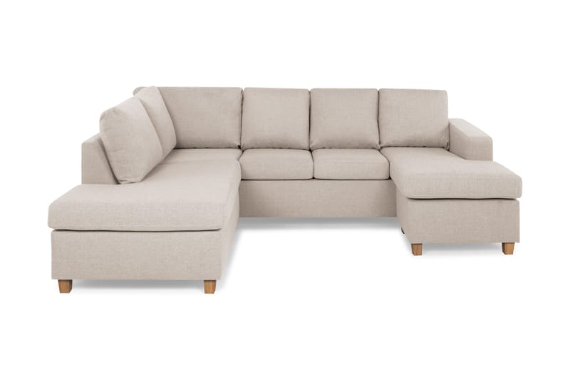 Crazy 4-sits Vänstervänd U-formad Large Soffa med Divan och Schäslong i Tyg, Beige